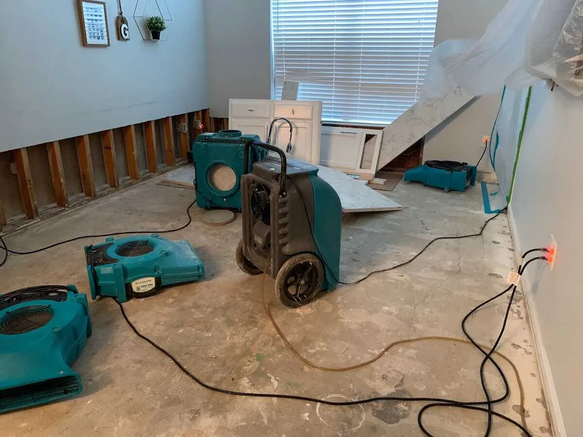 Dehumidifier in flood-cut room for Water Extraction & Removal in Owasso